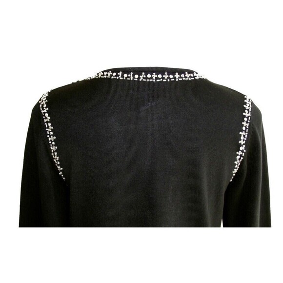 Quacker Factory Black Cotton Blend Tunic Sweater-Sequined Beaded Pearls  XL - Picture 3 of 6